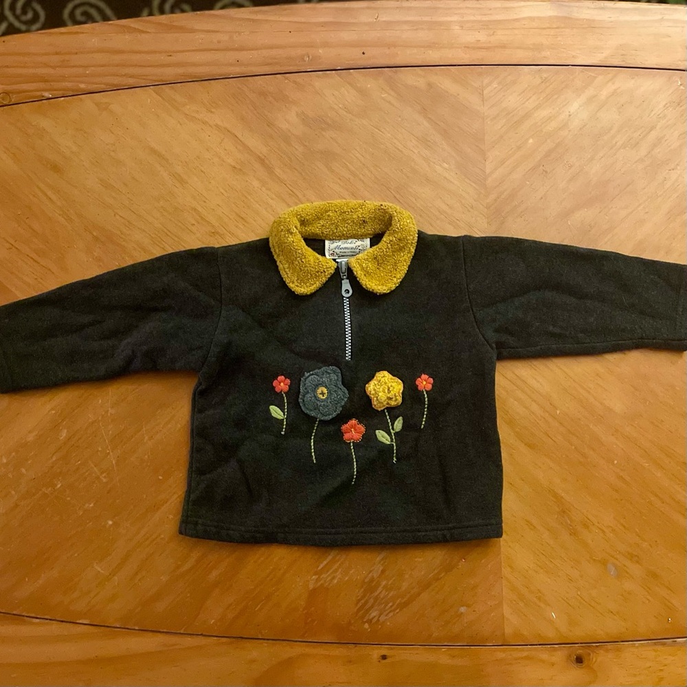 Black Floral Embroidered Baby Sweater